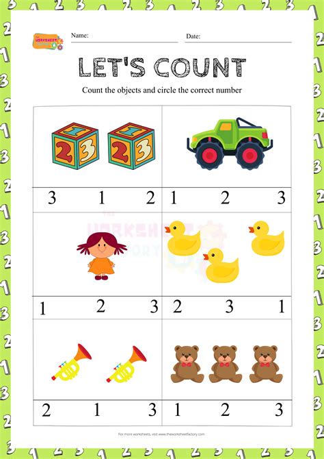 Counting Numbers 1-3 Worksheets