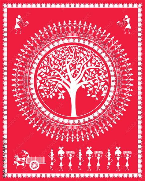 Warli Painting Depicting Indian Tribal Village Life Indian Culture