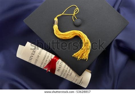 Cap Tassel Diploma Shot On Blue Stock Photo Edit Now 53628817