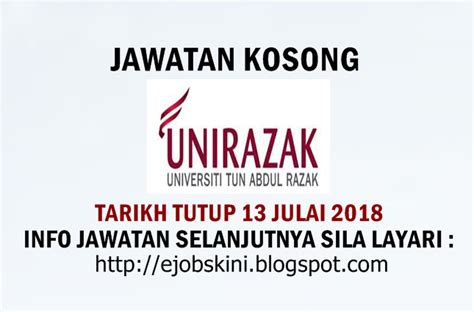 Jawatan kosong kerajaan dan swasta. Jawatan Kosong Universiti Tun Abdul Razak (UNIRAZAK) - 13 ...