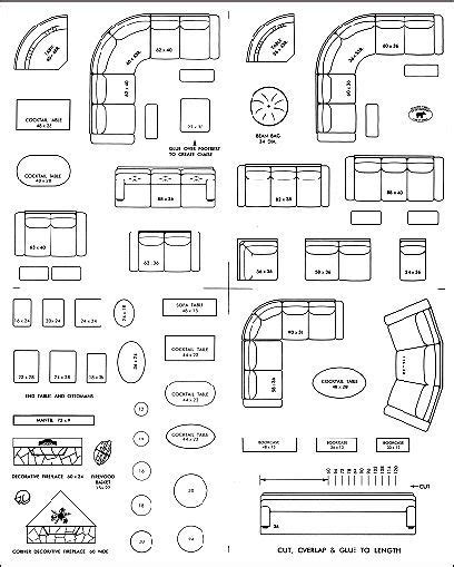Download free furniture templates with graph paper. pattern for building quarter scale miniature dollhouse ...