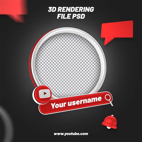 Premium Psd Round Profile 3d Frame For Youtube On Social Media