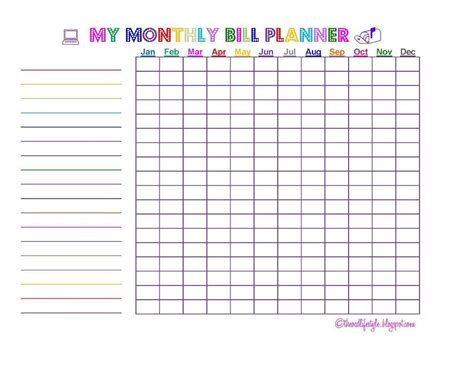 bill organizer spreadsheet  monthly bill planner
