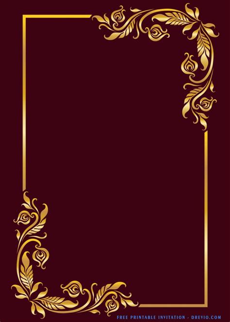 (FREE Printable) – Red and Gold Elegant Floral Invitation Templates