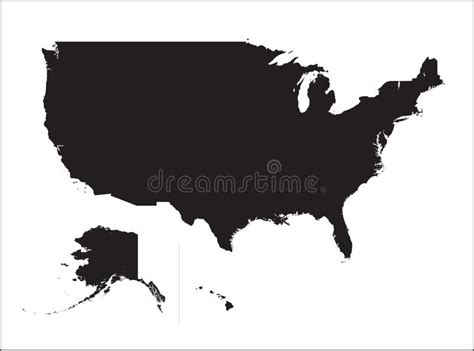 Black Silhouette Map Of United States Of America Stock Vector