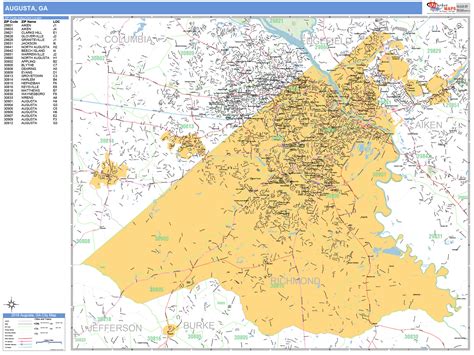 Augusta Georgia Wall Map Basic Style By Marketmaps Images And Photos