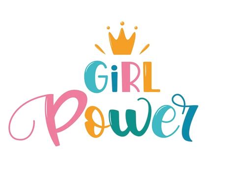 Premium Vector Girl Power Lettering With Crown Symbol Logo Icon Label