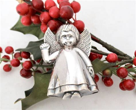 Sterling Silver Waving Angel Christmas Ornament Pendant Etsy