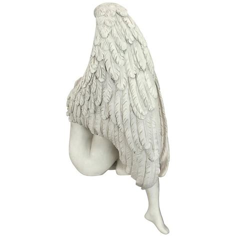 Long Winged Sitting Anguished Angel Statue Design Toscano