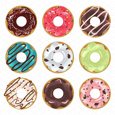 Donut Vector Set Decorative Illustrations ~ Creative Market