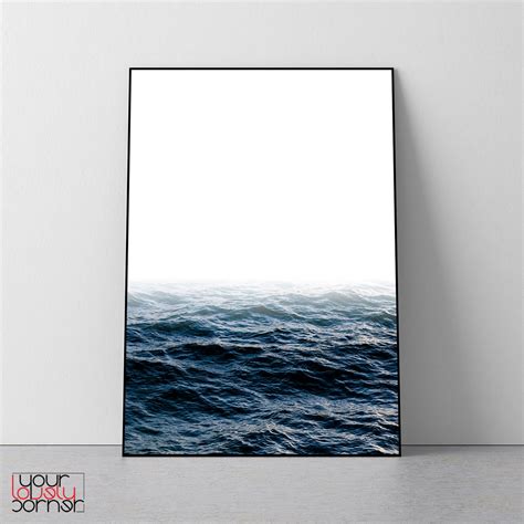 Ocean Wall Art Water Minimalist Digital Print Waves Etsy