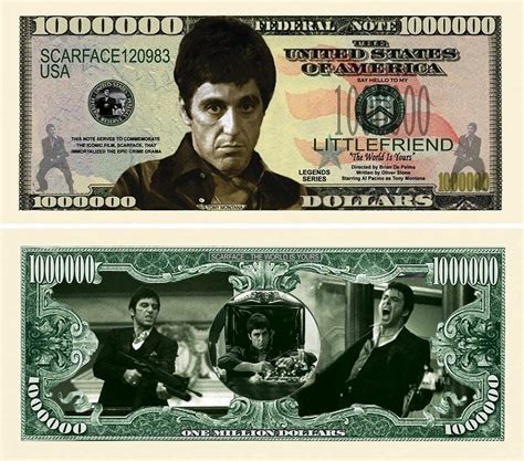 100 Scarface Million Dollar Bills with Bonus 