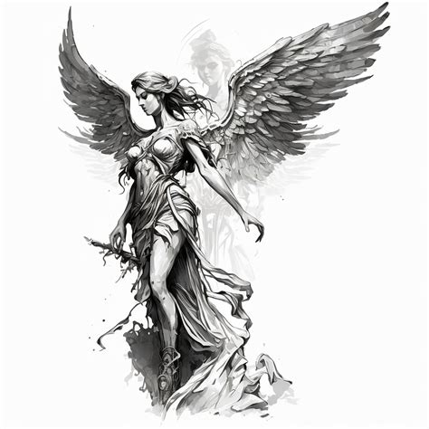 Angel Tattoo Design White Background Png File Download High Resolution