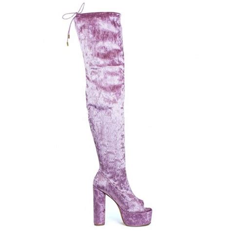 love on top velvet pink thigh high boots 48 liked on polyvore featuring shoes boots platfor