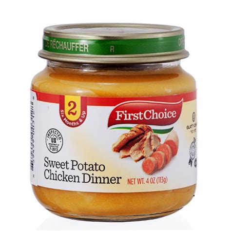 Right age for an infant to start stage 2 foods. First Choice Baby Food Sweet Potato Chicken Dinner Stage 2 ...