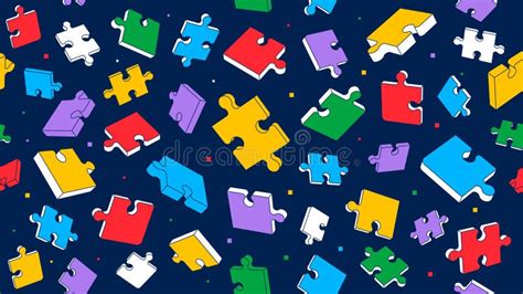 Colorful Seamless Puzzle Pattern 3d Puzzles Stock Vector