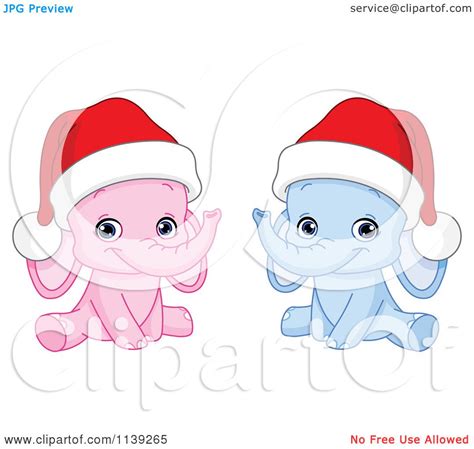Search and use 100s of animal clip arts and images all free! Cartoon Of Cute Pink And Blue Baby Elephants Wearing Santa ...