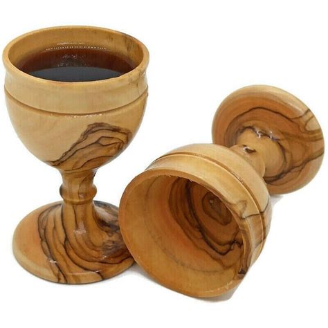 Handmade Olive Wood Communion Cup Holy Land Supper Bethlehem Chalice