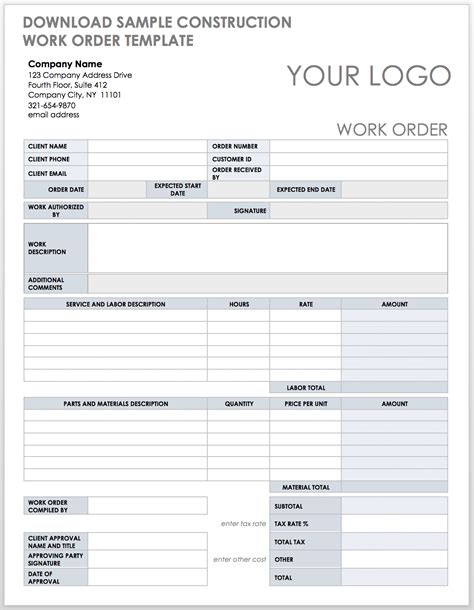 Work Order Templates For Word