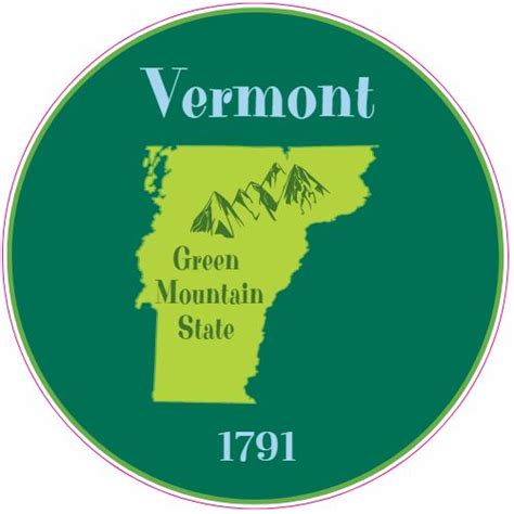 Vermont Green Mountain State Sticker Printed By Us Custom Stickers