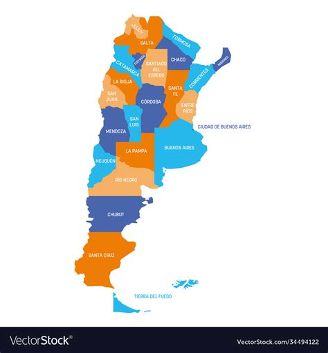 Argentina Map Provinces Royalty Free Vector Image