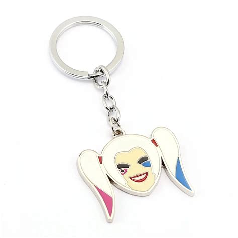 2016 Hot Selling Suicide Squad Keychains Movie Jewelry Superhero Harley Quinn Head Keyring For
