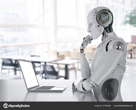 Robot Working On Laptop — Stock Photo © Phonlamai 187056566