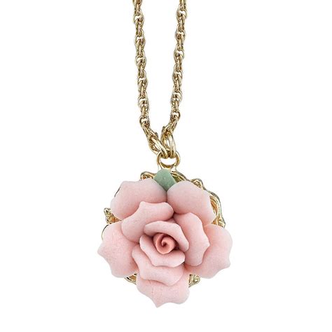 1928 Pink Rose Necklace Pink Jewelry Pink Necklace Rose Jewelry