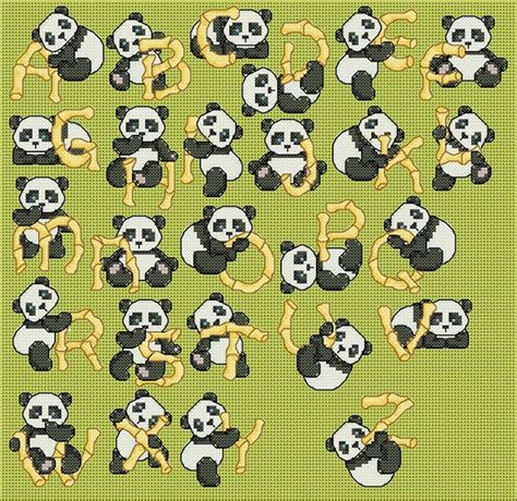 This pdf/jpegs counted cross stitch pattern available for instant download. Baby Panda Cross Stitch Patterns | Item: Bamboo Panda ...