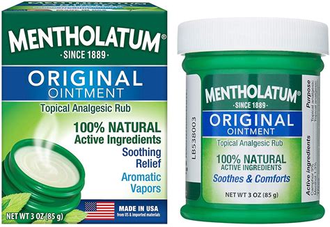 Buy Mentholatum Original Chest Rub Ointment White 3 Ounce Pack Of 1