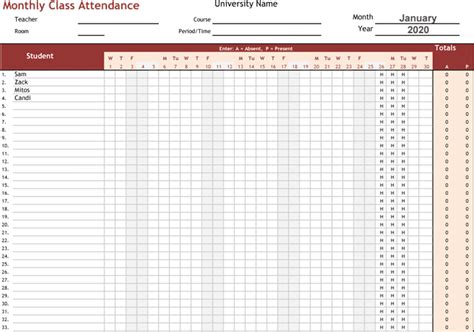 Attendance Tracker Excel Excel Templates