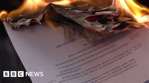 Protesters Burn Copies Of Anti Muslim India Citizenship Bill Bbc News