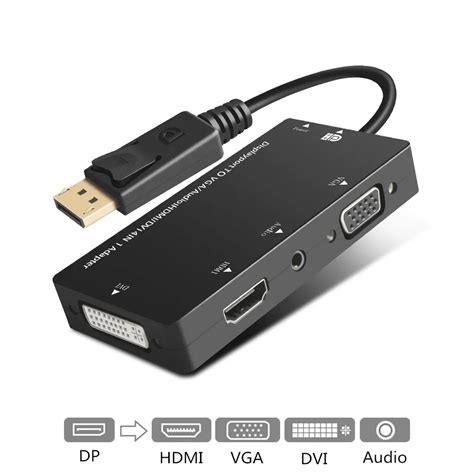 3 In 1 DisplayPort Display Port To HDMI DVI VGA Audio Adapter 1080p