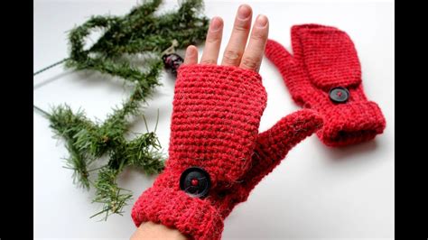 Crochet Convertible Fingerless Mittens Adult Size Youtube