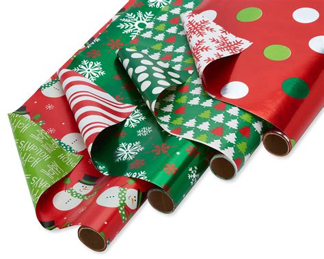 Greetings Christmas Reversible Wrapping Paper Red And Green Snowmen