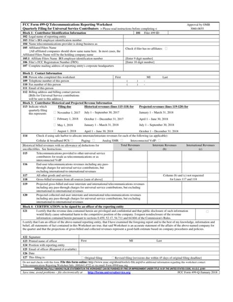 Fcc Form 499 Q Fill Out Sign Online And Download Printable Pdf