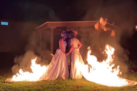 Brides Set Their Wedding Dresses On Fire After Exchanging Vows