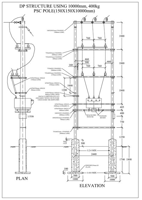 Electrical Gyan Dp Structure Using 400kg Psc Pole