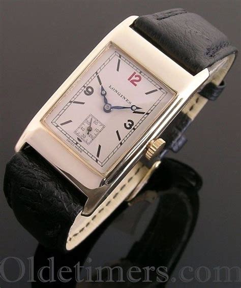1930s 9ct Gold Rectangular Vintage Longines Watch Olde Timers