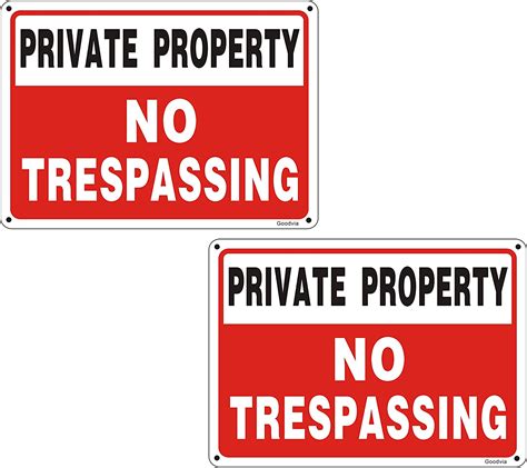 Goodvia Private Property No Trespassing Sign Metal 7 X 10 Inches 2 ×