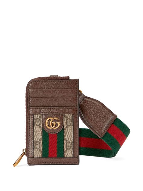 Gucci Ophidia Gg Card Case In Brown Modesens