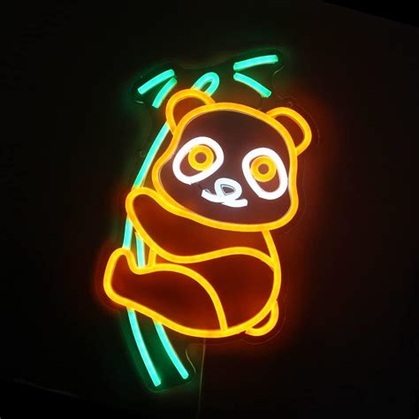 Aclorol Panda Neon Sign Cute Bear Neon Sign For Wall Decor