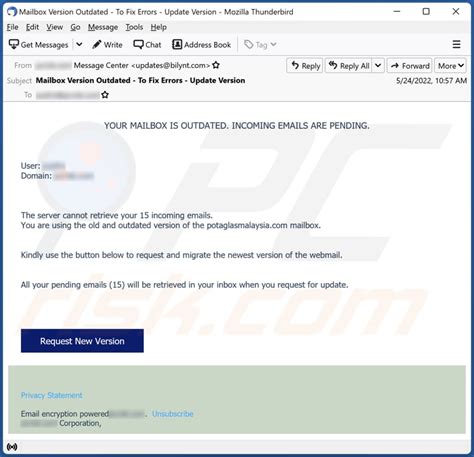 Fraude Por Email Your Mailbox Is Outdated Passos De Remoção E Recuperação