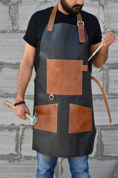 Leather Apron Men Leather Woodworking Apron Work Apron Bbq Etsy Uk