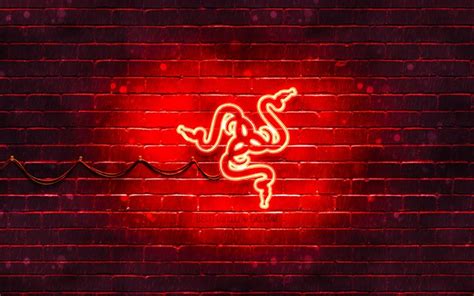 Download Wallpapers Razer Red Logo 4k Red Brickwall Razer Logo