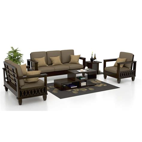 Woodstock Furnitures Sheesham Wood Sofa Set For Living Room Wooden