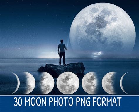 Moon Overlays Magic Full Moon Phase Isolated Over Translucent