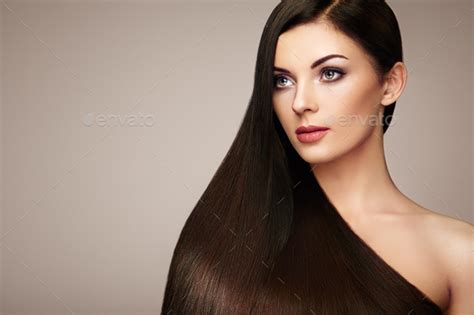 Beautiful Woman With Long Smooth Hair Stock Photo By Heckmannoleg