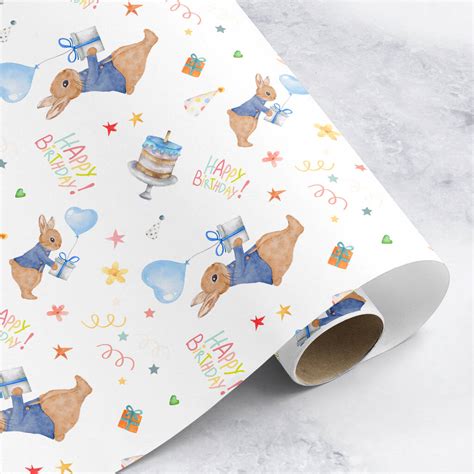 Baby's First Birthday Wrapping Paper Rabbit Design By Christening Gifts