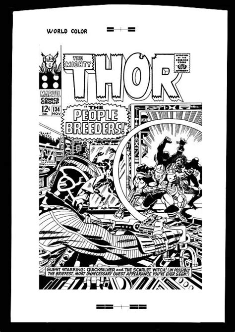 Thor 134 Giant Cover Rare Production Art In Red Ravens